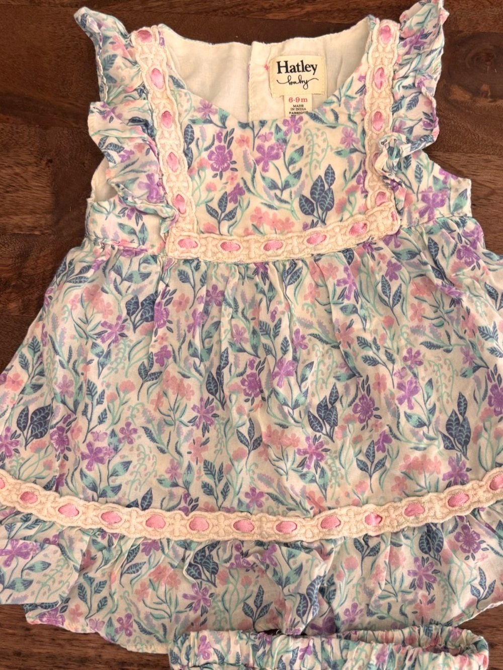 Hatley Floral Ruffle Dress with Matching Bloomers - Pink, Purple, Blue